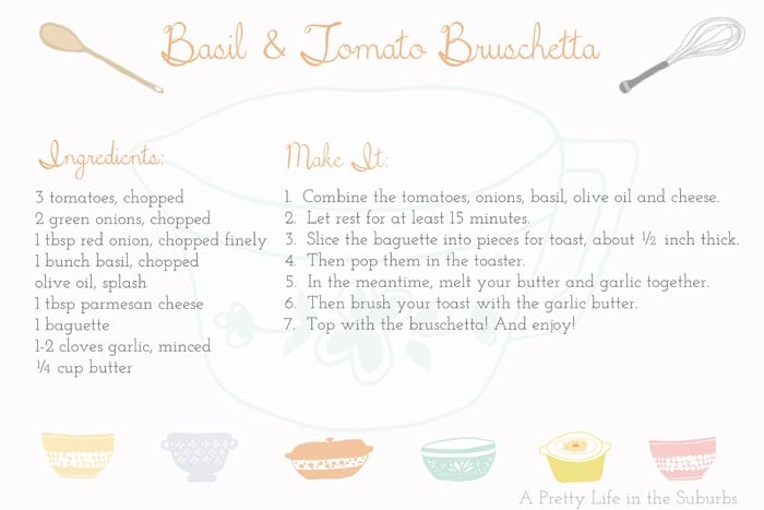 Basil & Tomato Bruschetta Recipe Card